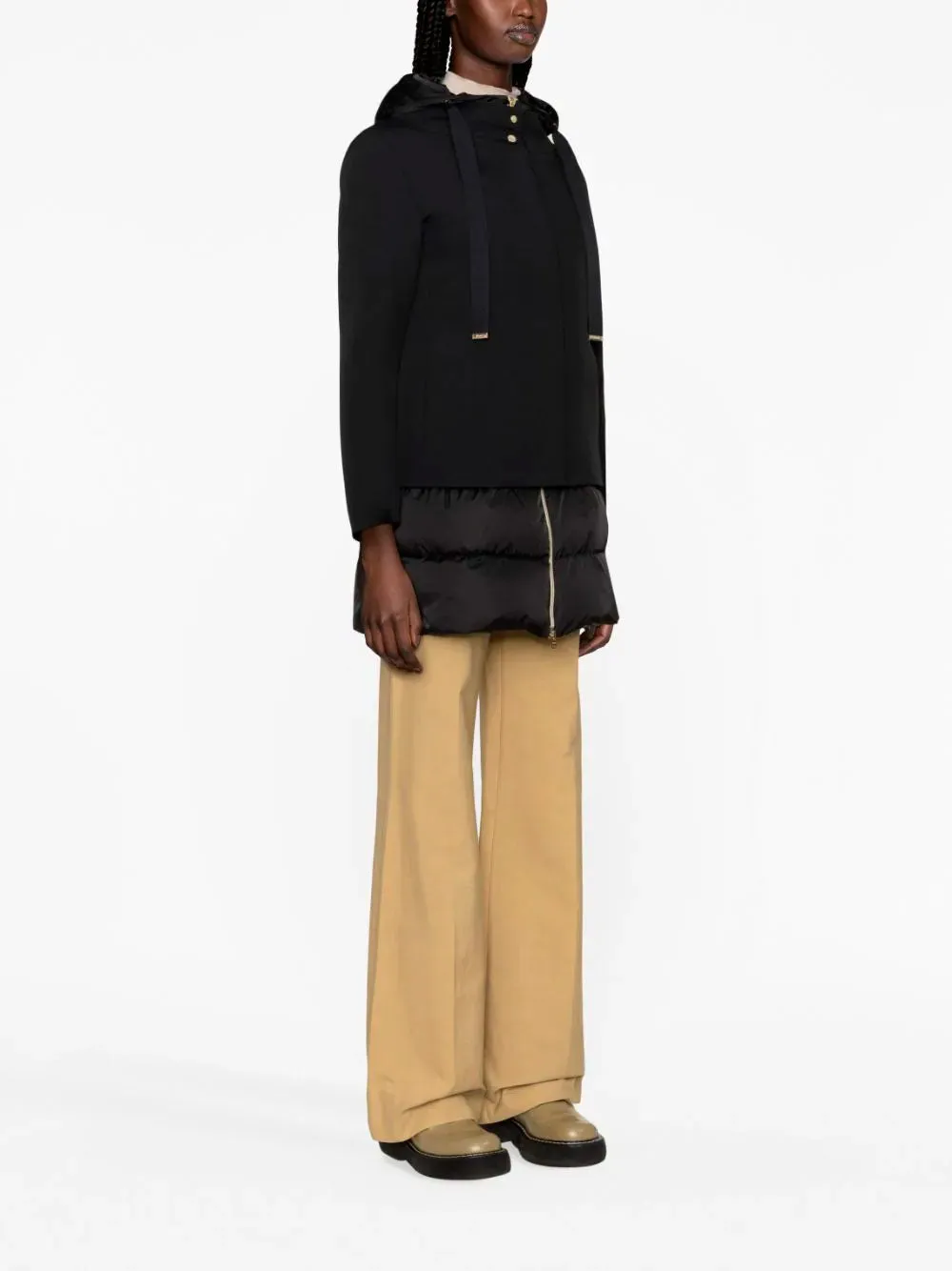 Panelled hooded parka