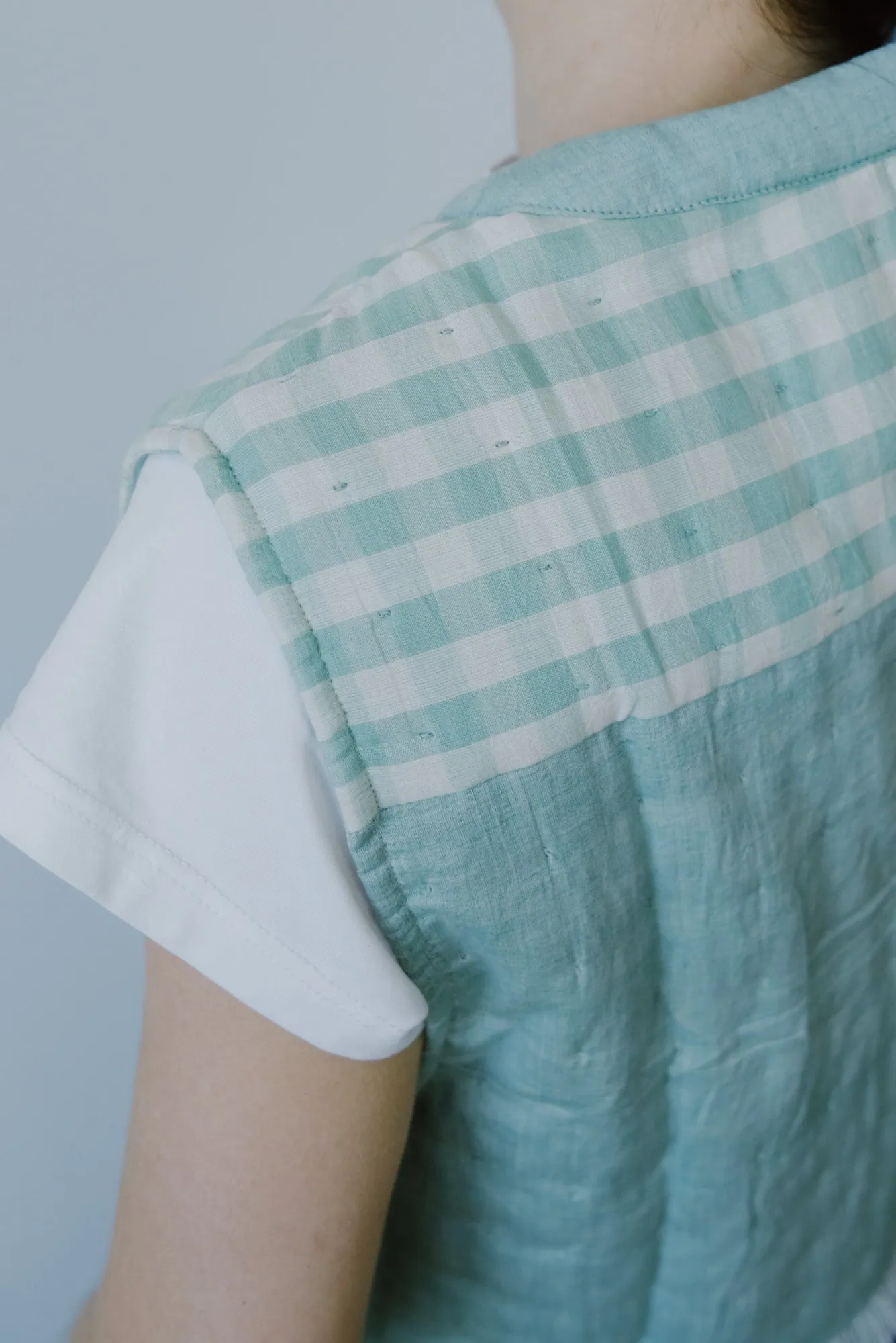 quilted gilet - mint gingham