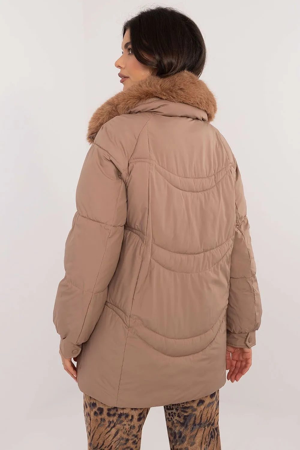 Quilted Parka Jacket Pale Brown