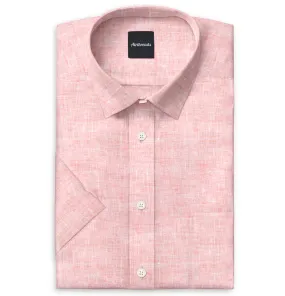 Short Sleeve Linen Shirt in Peach