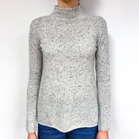 Smoke Grey Flecked Cashmere Turtle Neck Jumper Extra Small