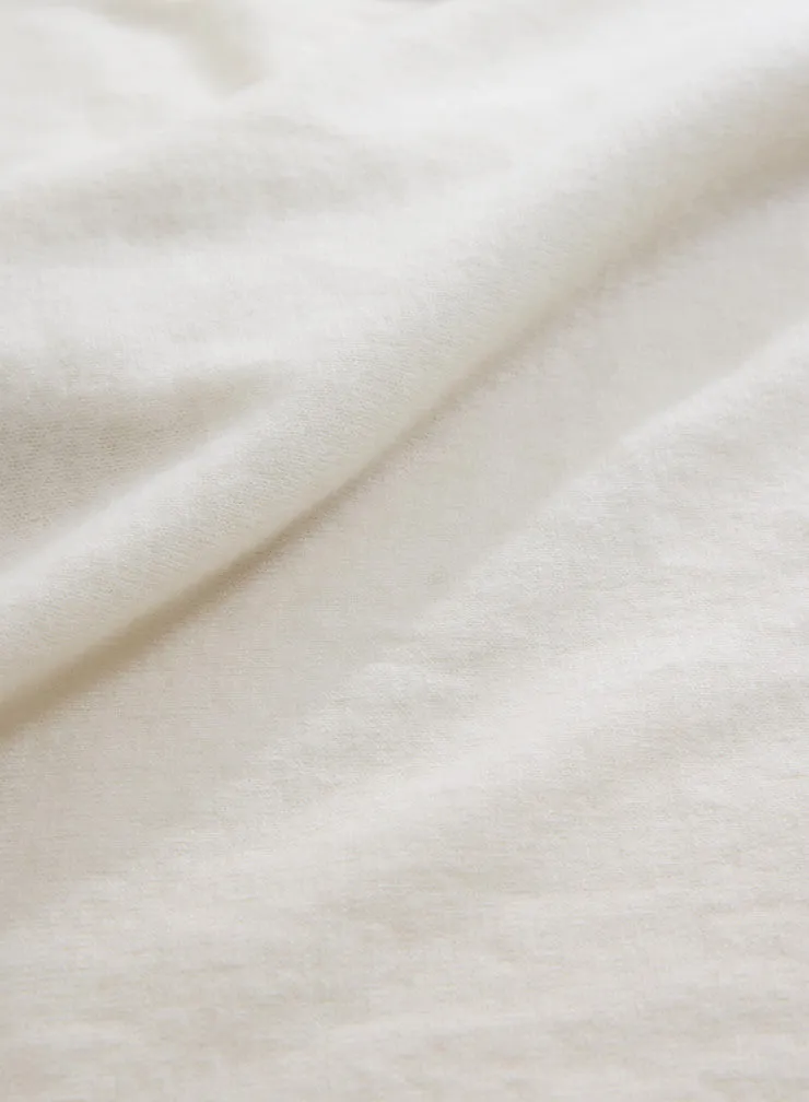 T-shirt Écru Col Bateau Manches Longues en 100% Cachemire