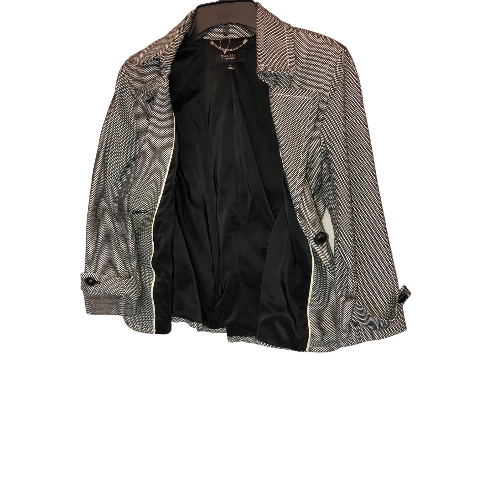 Talbots Black & White Jacket Blazer Size 6 Pre-Owned
