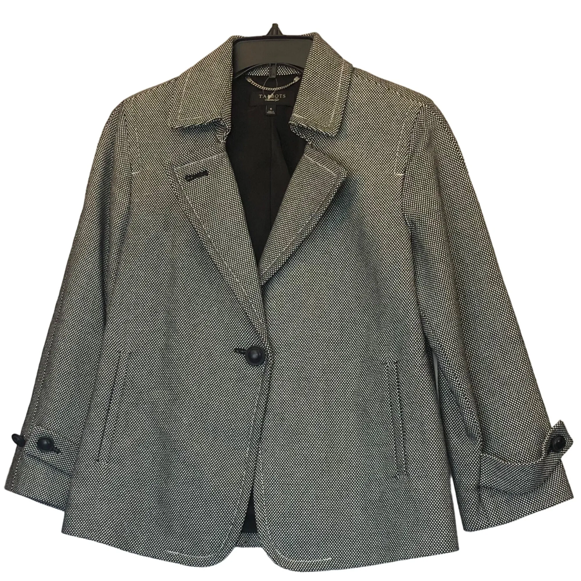 Talbots Black & White Jacket Blazer Size 6 Pre-Owned