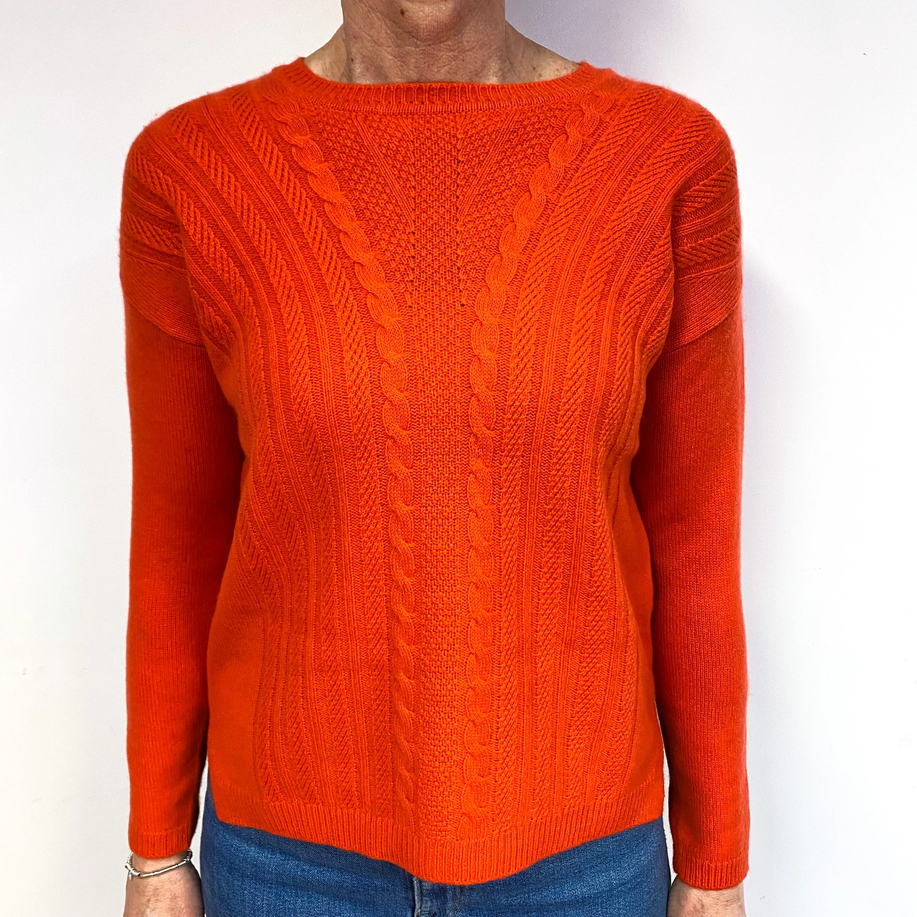Tangerine Orange Cashmere Crew Neck Jumper Medium