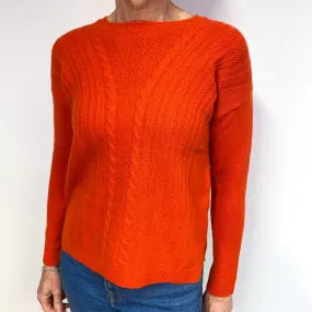 Tangerine Orange Cashmere Crew Neck Jumper Medium