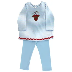 Tunic Pant Set - Blue Reindeer