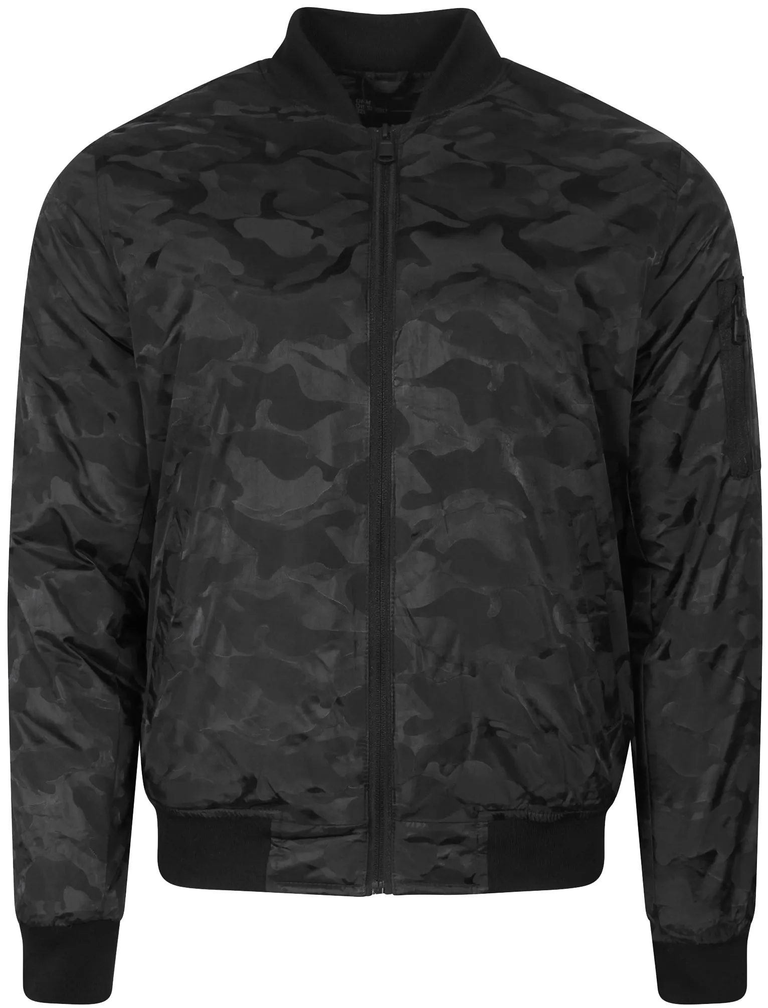 Valence Camo Jacquard Bomber Jacket In Black - Dissident