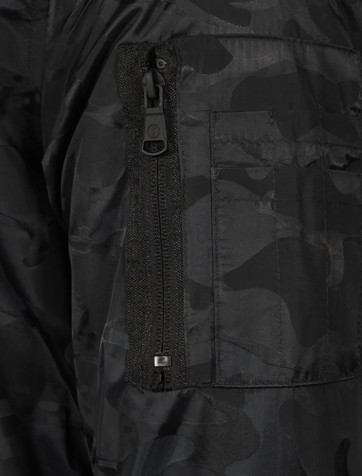 Valence Camo Jacquard Bomber Jacket In Black - Dissident