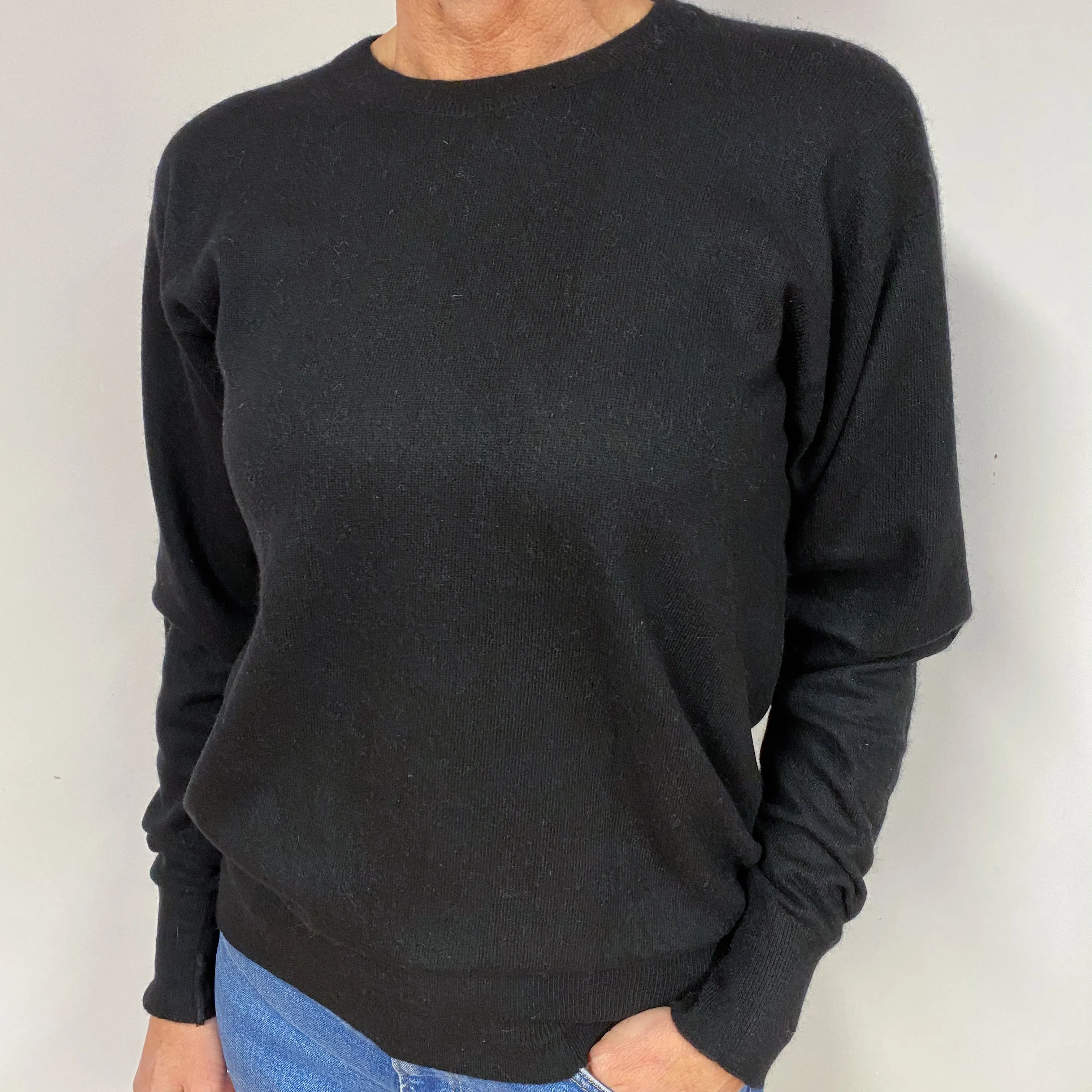 Vintage Black Cashmere Crew Neck Jumper Medium