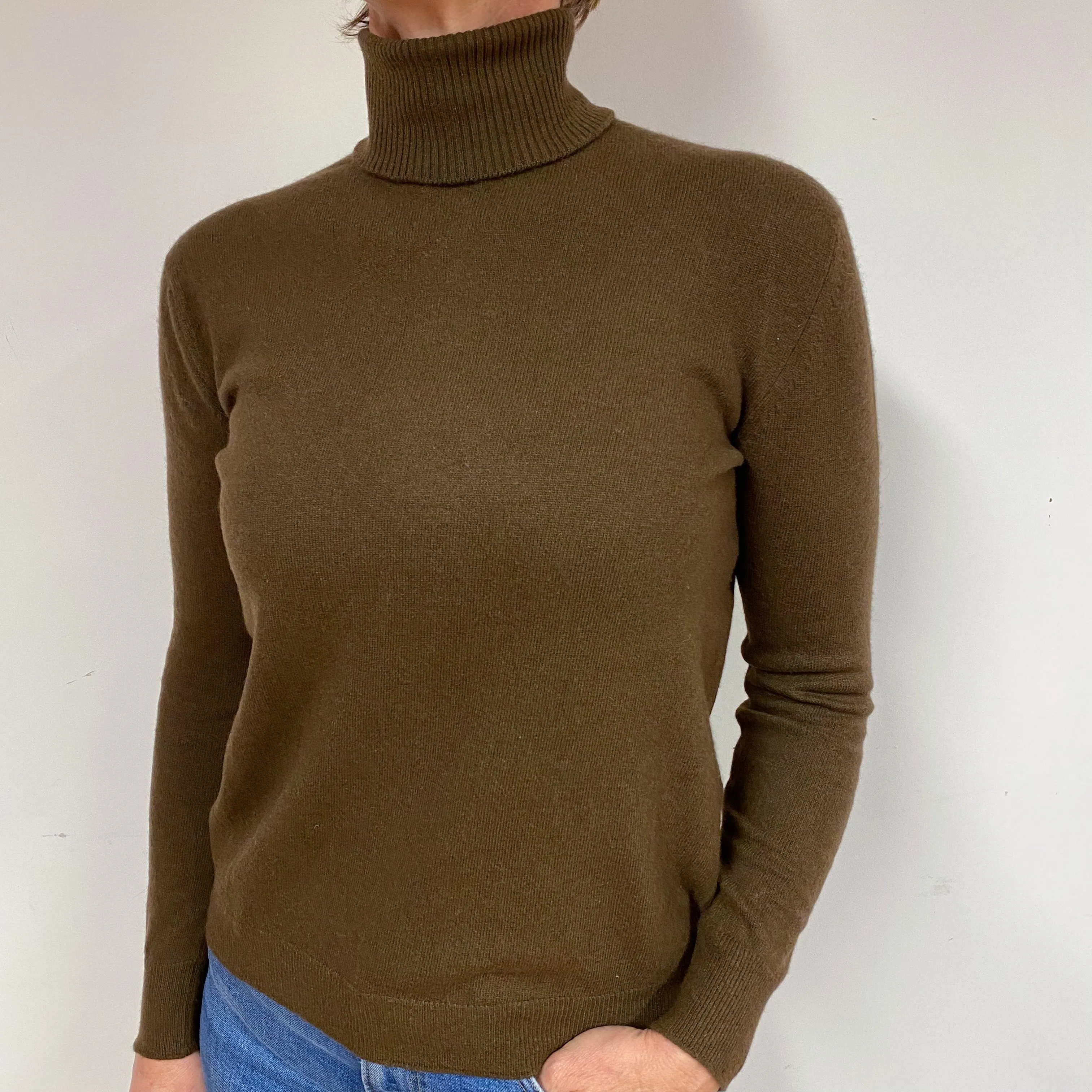Vintage Pringle Brown Cashmere Polo Neck Jumper Medium
