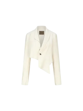 White Irregular Collar Short Jacket