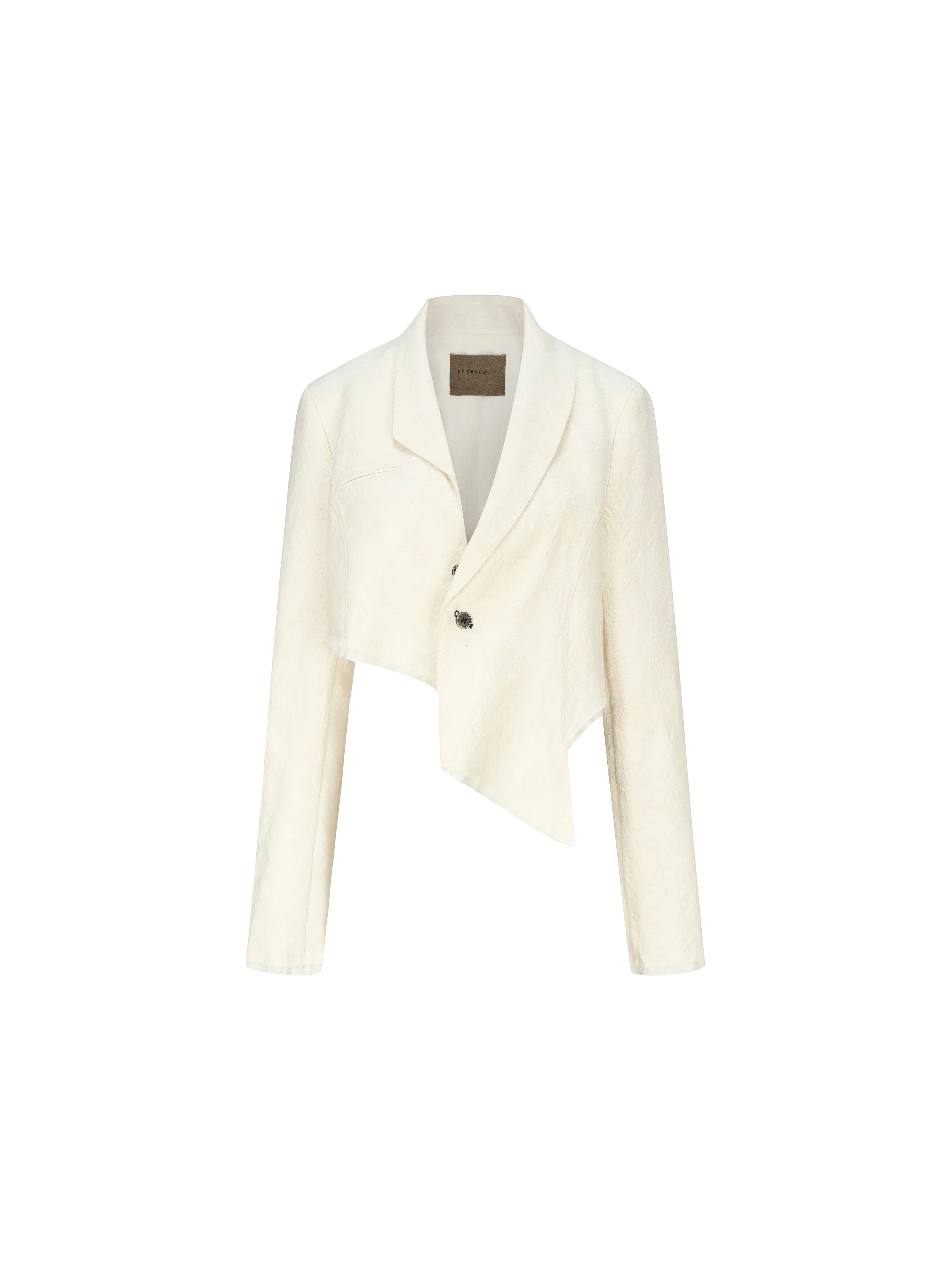 White Irregular Collar Short Jacket