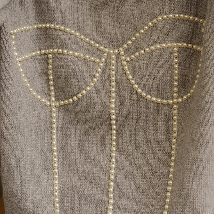 Women's Pearl Embellished Knitted Turtleneck Sweater