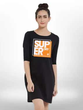 WOMENS SUPER PRINTED THREE QUARTER SLEEVE SIDE POCKET T-SHIRT